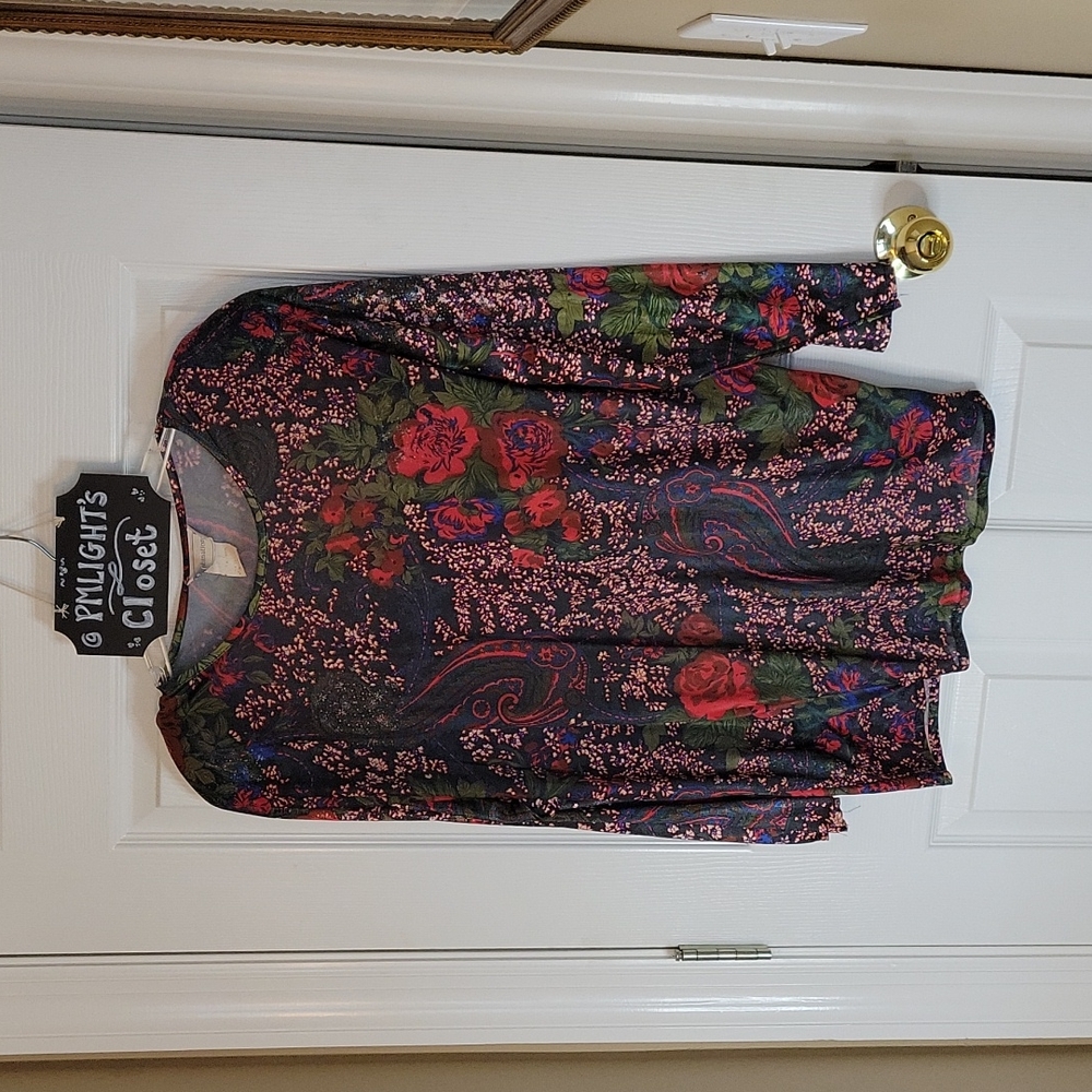Combinations Blouse Long Sleeve Floral Roses 20W